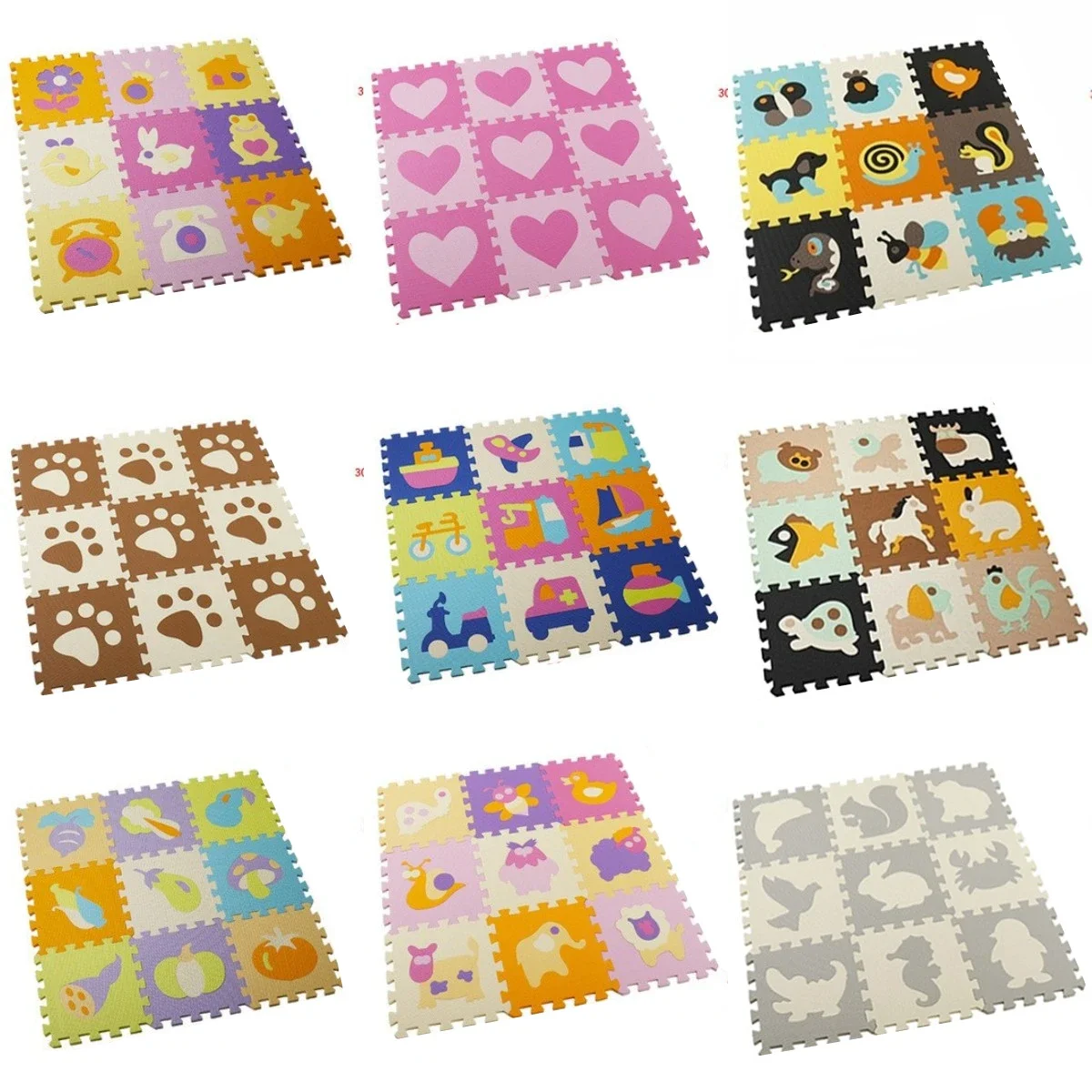 Number Puzzle Foam - Tapete de brincar para bebês, 30x30cm,